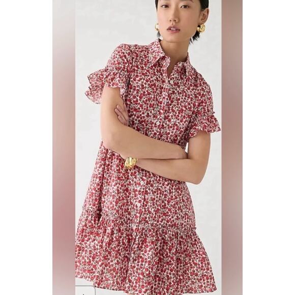 J Crew Sz XXL Amelia Mini Dress Liberty Print Cotton Casual Preppy Cruise Comfy - Picture 2 of 15